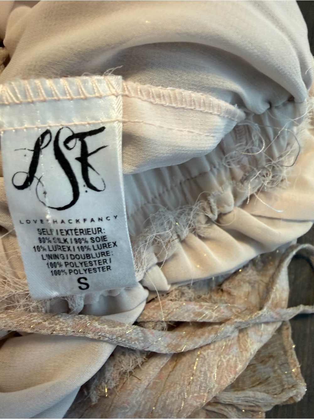LoveShackFancy Taupe Tiered Ruffle Mini Dress - Picture 2 of 2